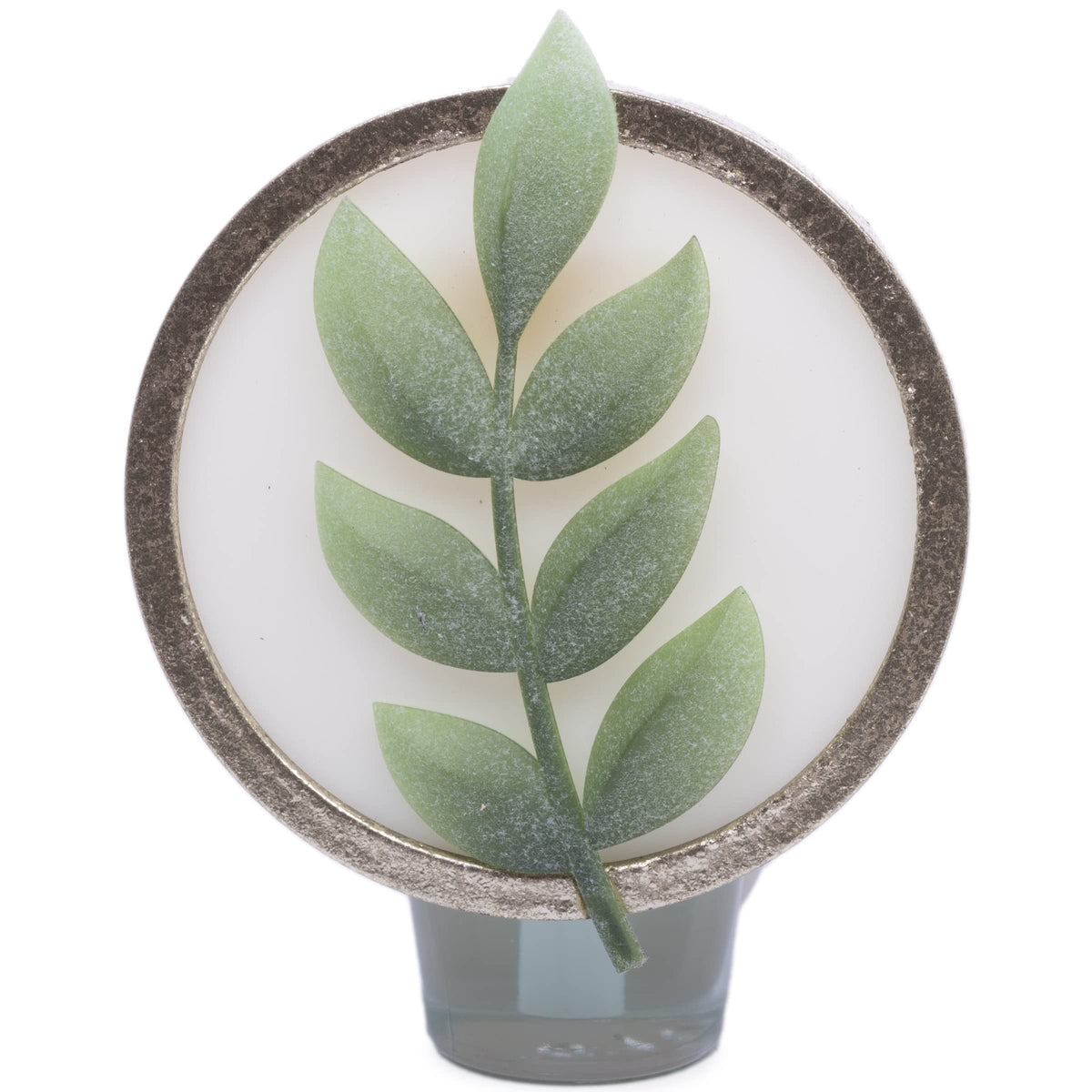 Scent Charm Plug-in Diffuser in Green Leaf finish mounted on wall outlet