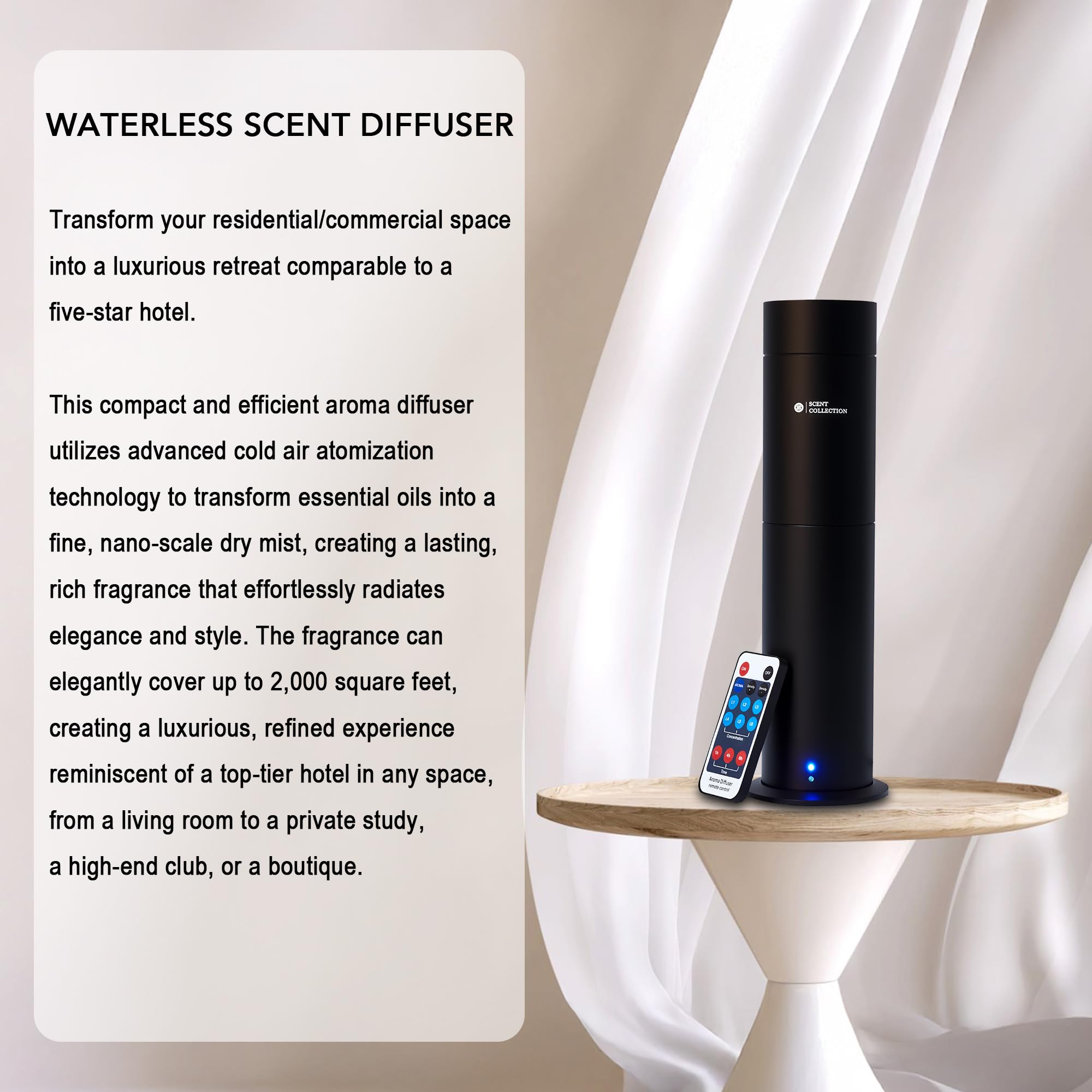 Scent Collection 120ml Capacity Diffuser captures large-room aroma for living rooms and offices.