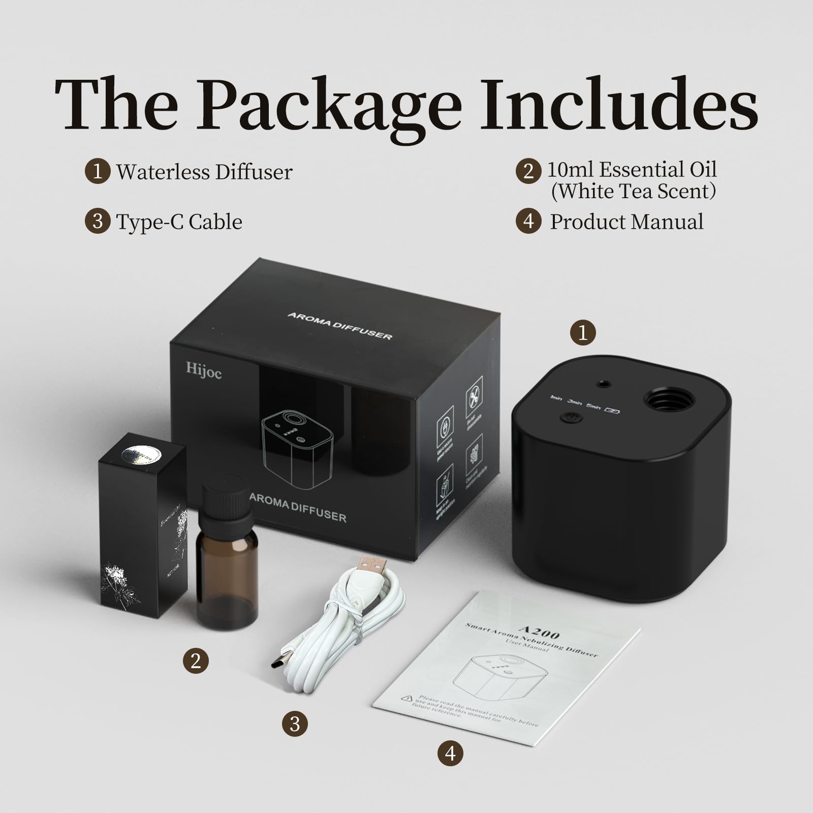 Product packaging with diffuser and oil