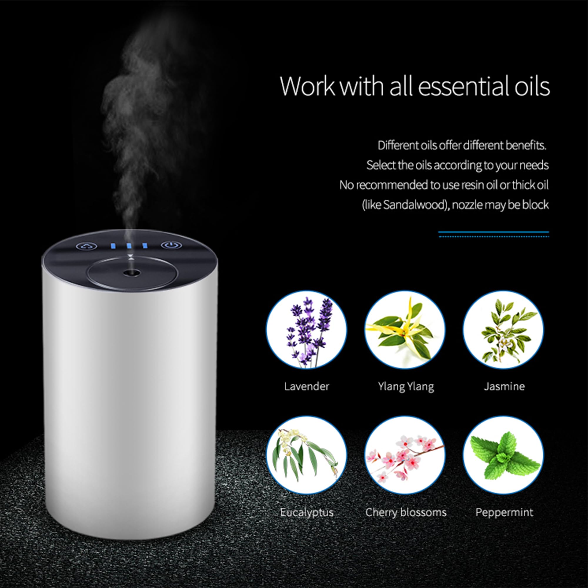 Scentcares Sentiment Diffuser compact size fits desks, cars, and small spaces.