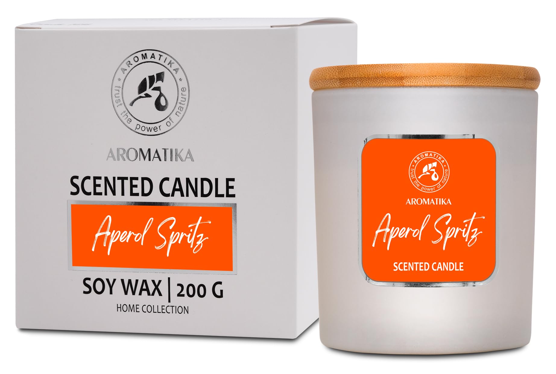 Scented Aperol Spritz candle in glass jar