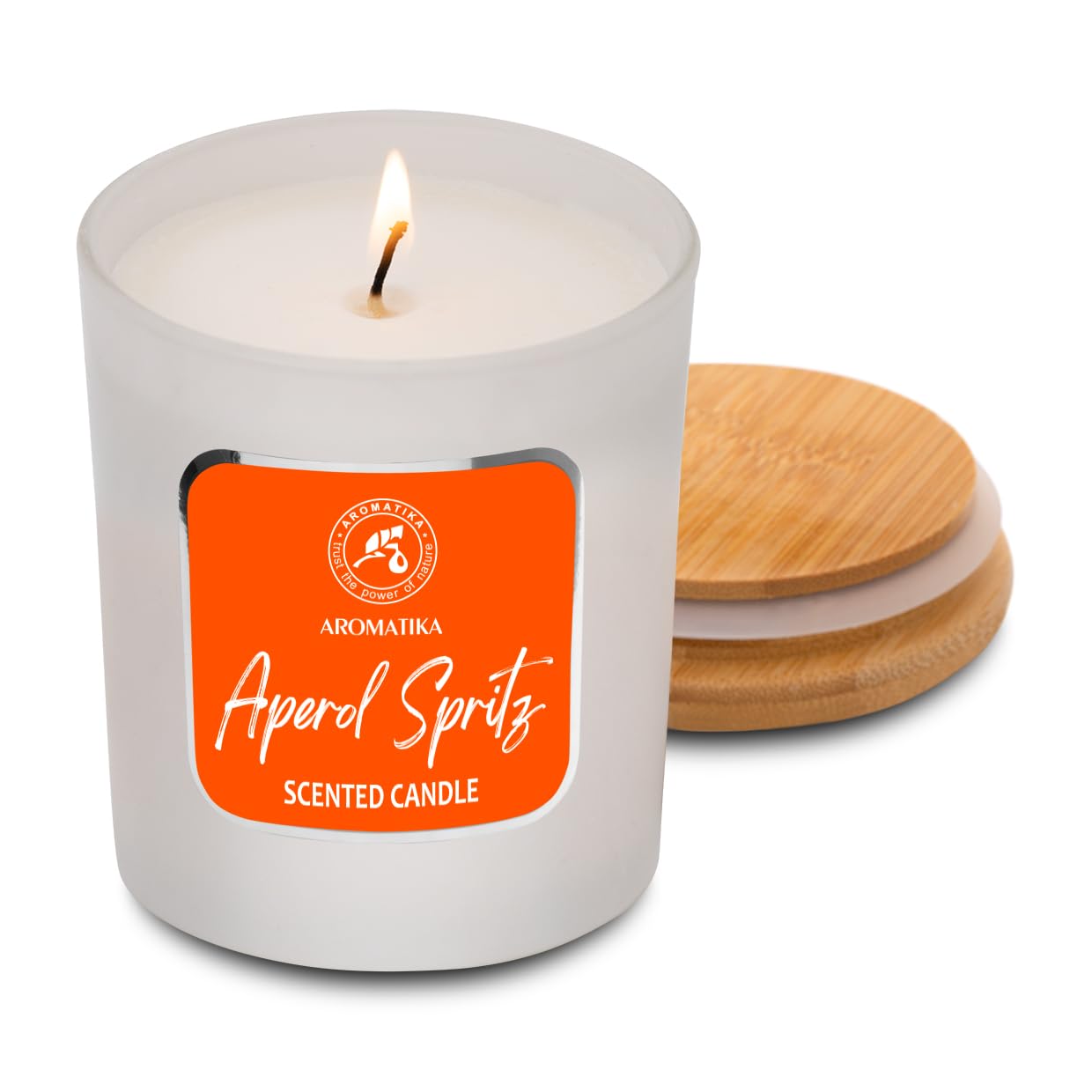 Close-up of Aperol Spritz candle label