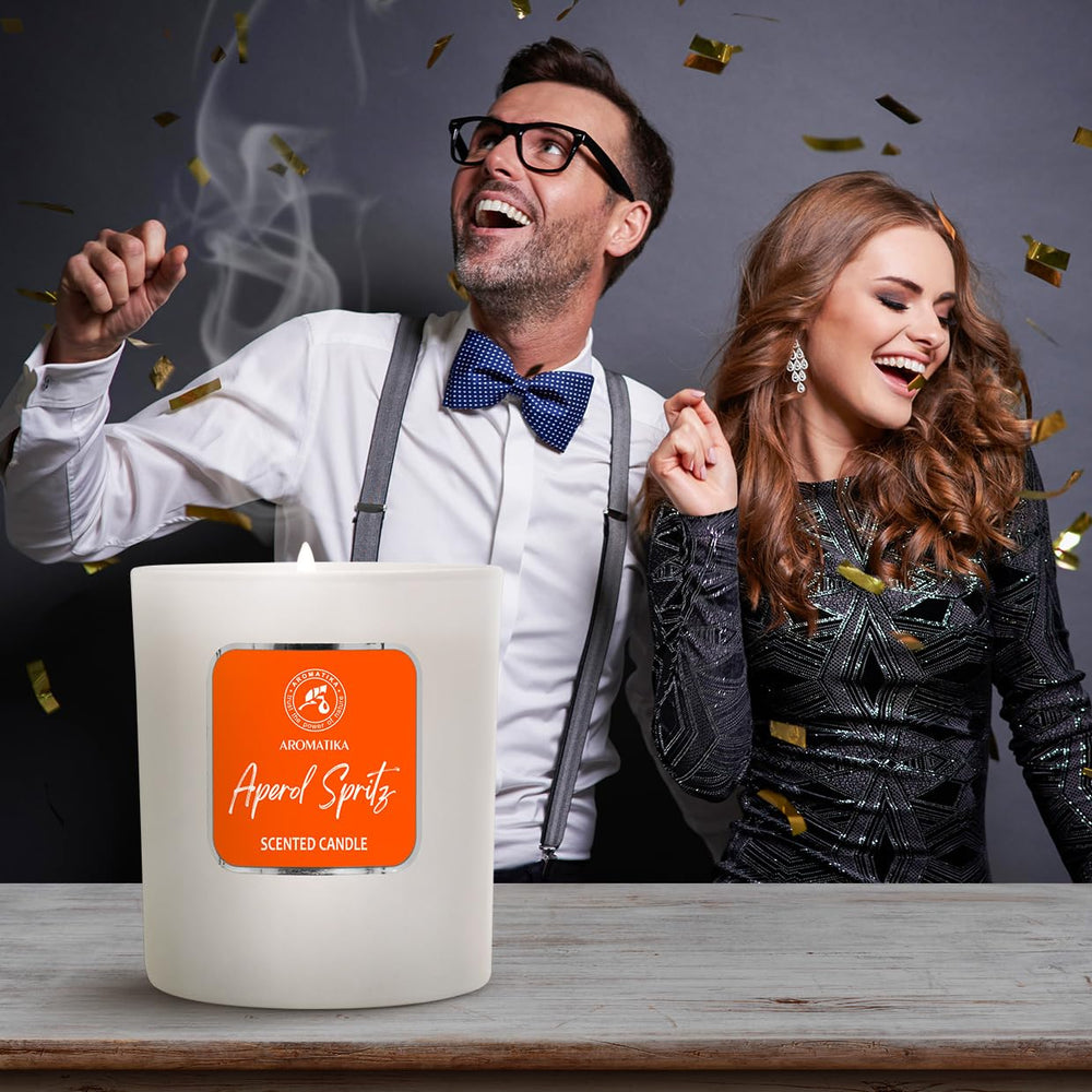 Relaxing ambience with Aperol Spritz candle