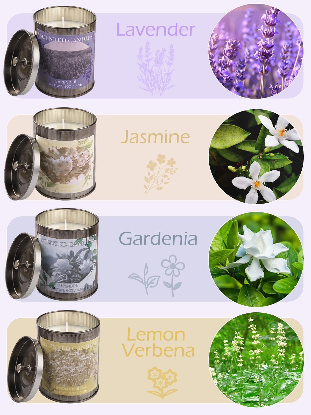 Lemon Verbena scented candle in a 32oz soy wax jar