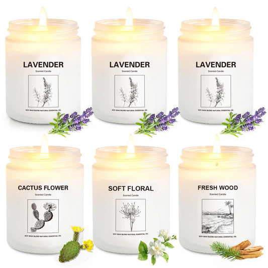 Hero image of Scented Candle Gift Set 6-Pack featuring Lavender, Fresh Wood, Fresh Floral and Warm Soft notes