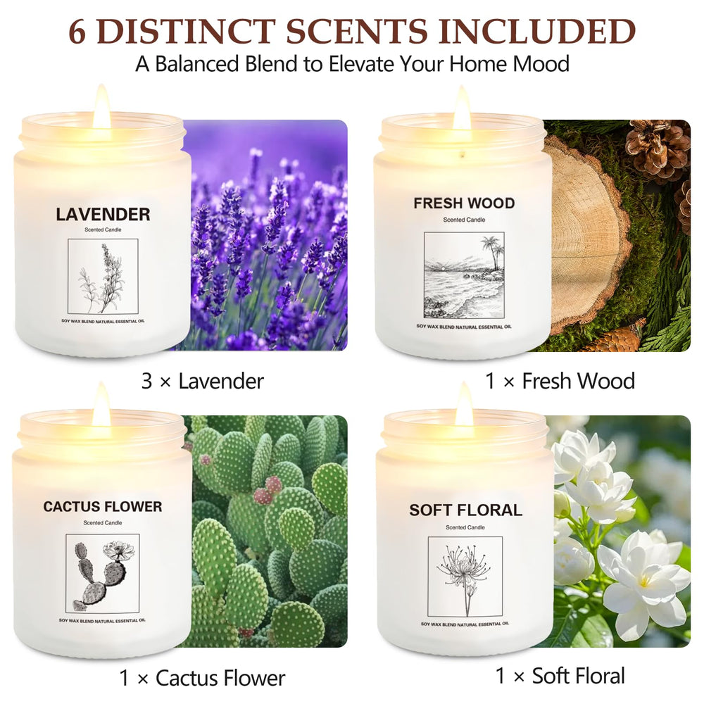 Gift-ready packaging for the 6-pack scented candle gift set