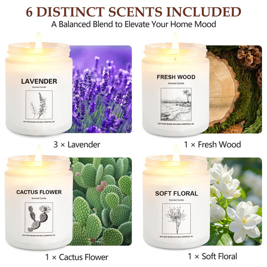 Gift-ready packaging for the 6-pack scented candle gift set