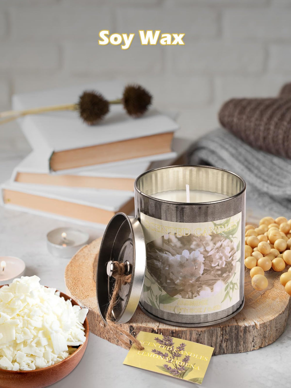 Rustic kraft packaging for the four candle gift set