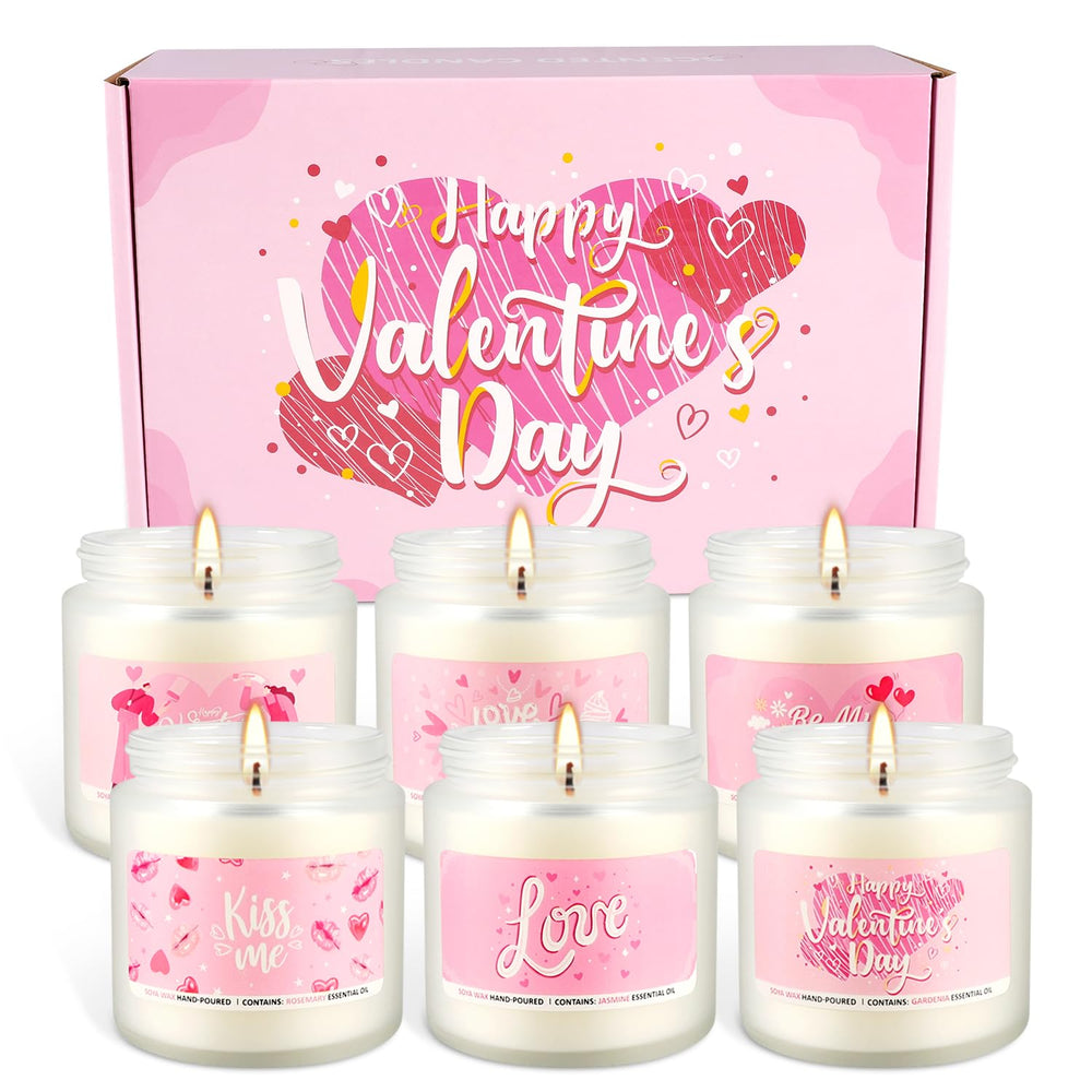 Six-pack scented candle gift set displayed together