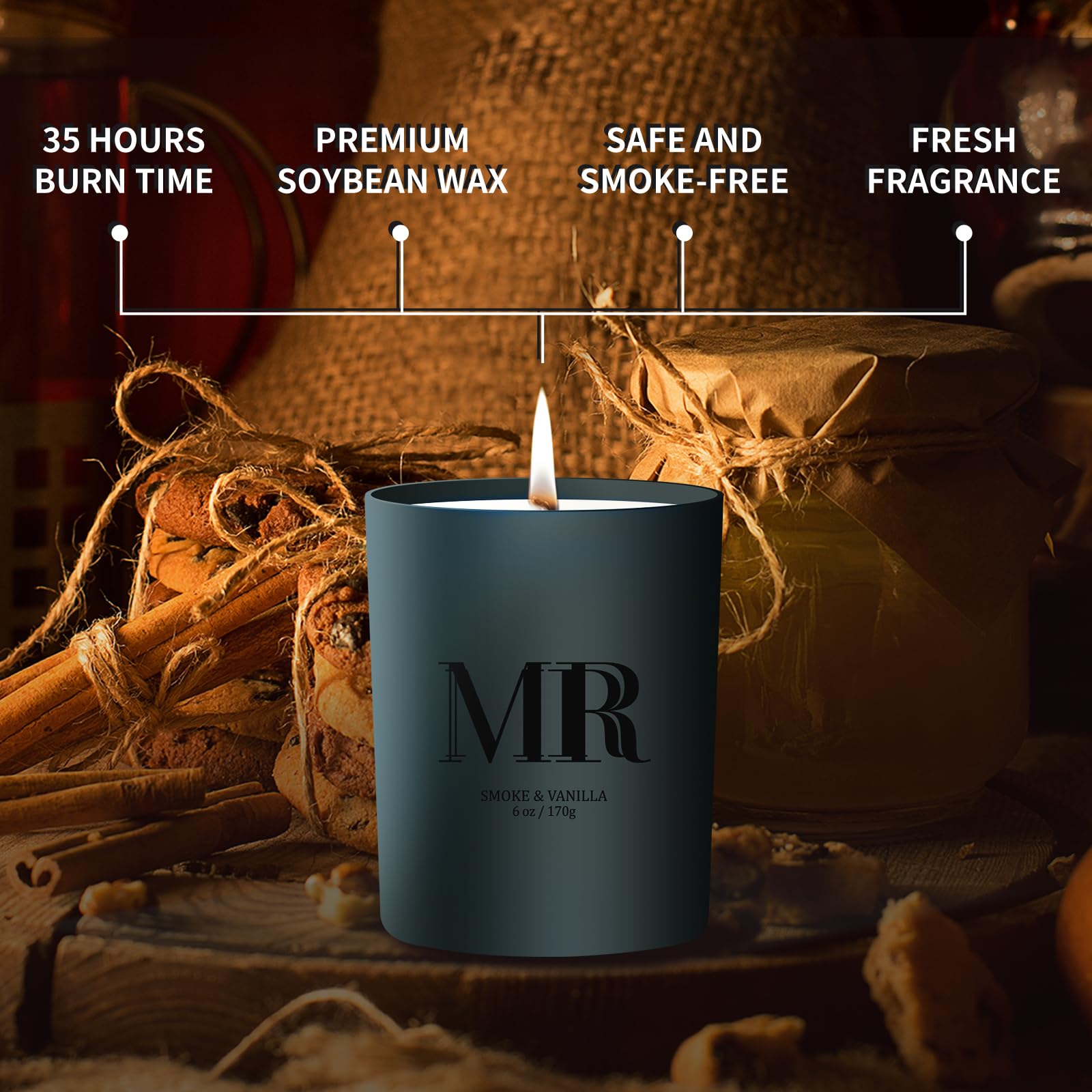 Front view of the candle jar from the set