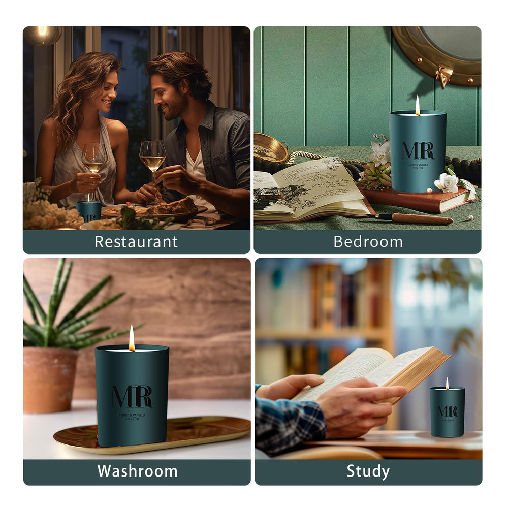 Candle in a home office or living room setting