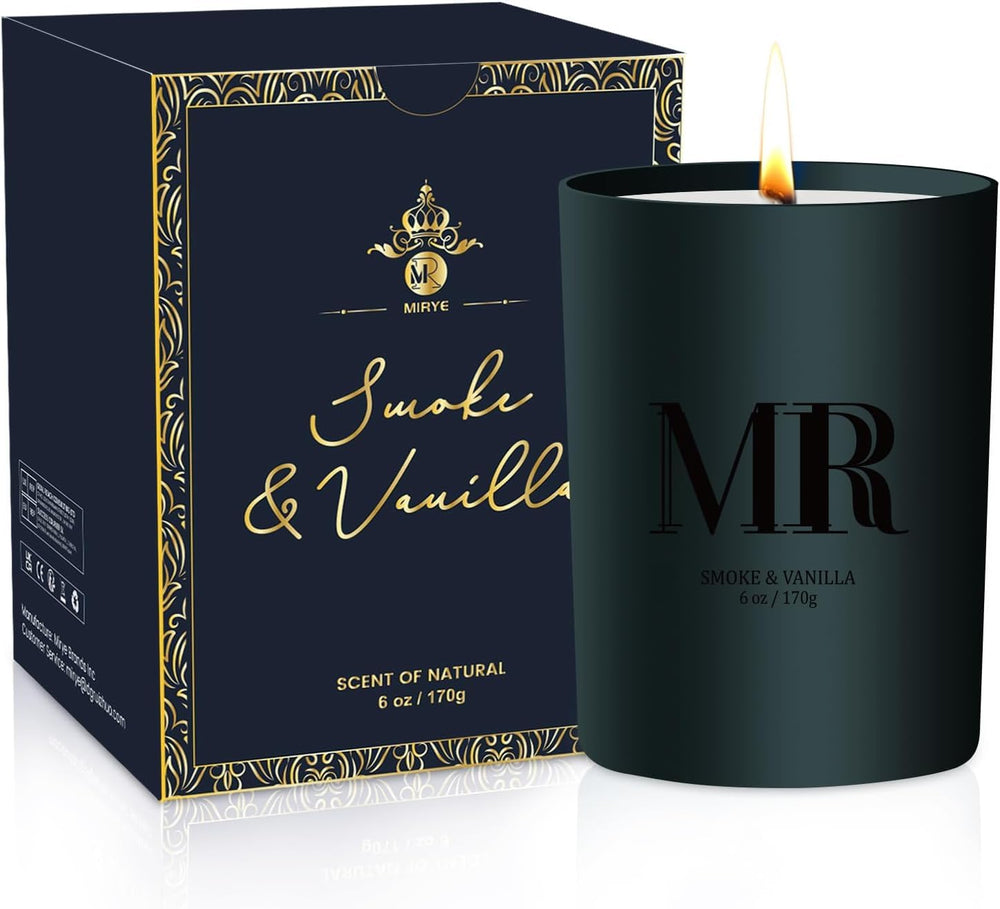 Scented candle gift set for men – Smoke & Vanilla in a 6-ounce jar