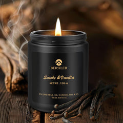 Close-up of premium soy candle with cotton wick for men