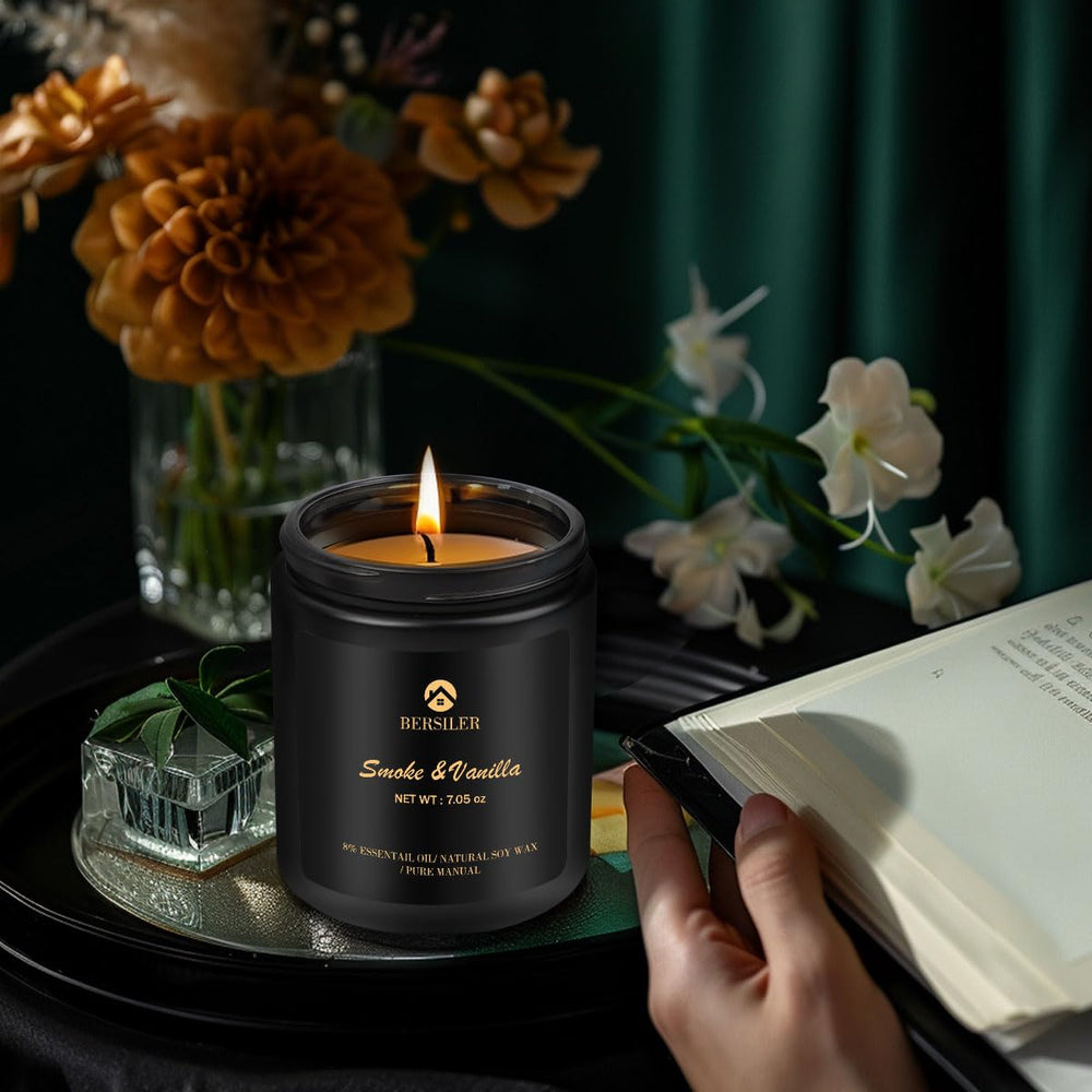 Gifts for men: black design scented candle packaging