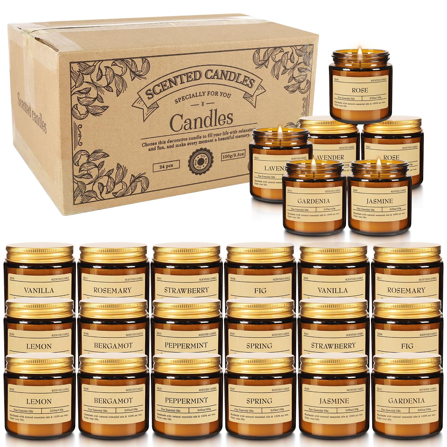 Jasmine-scented candle from the 24-pack set