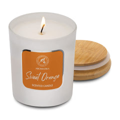 Full view of Scented Candle Sweet Orange in glass jar