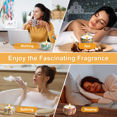 Apple cinnamon and fig fragrances in the 12-pack soy candles.