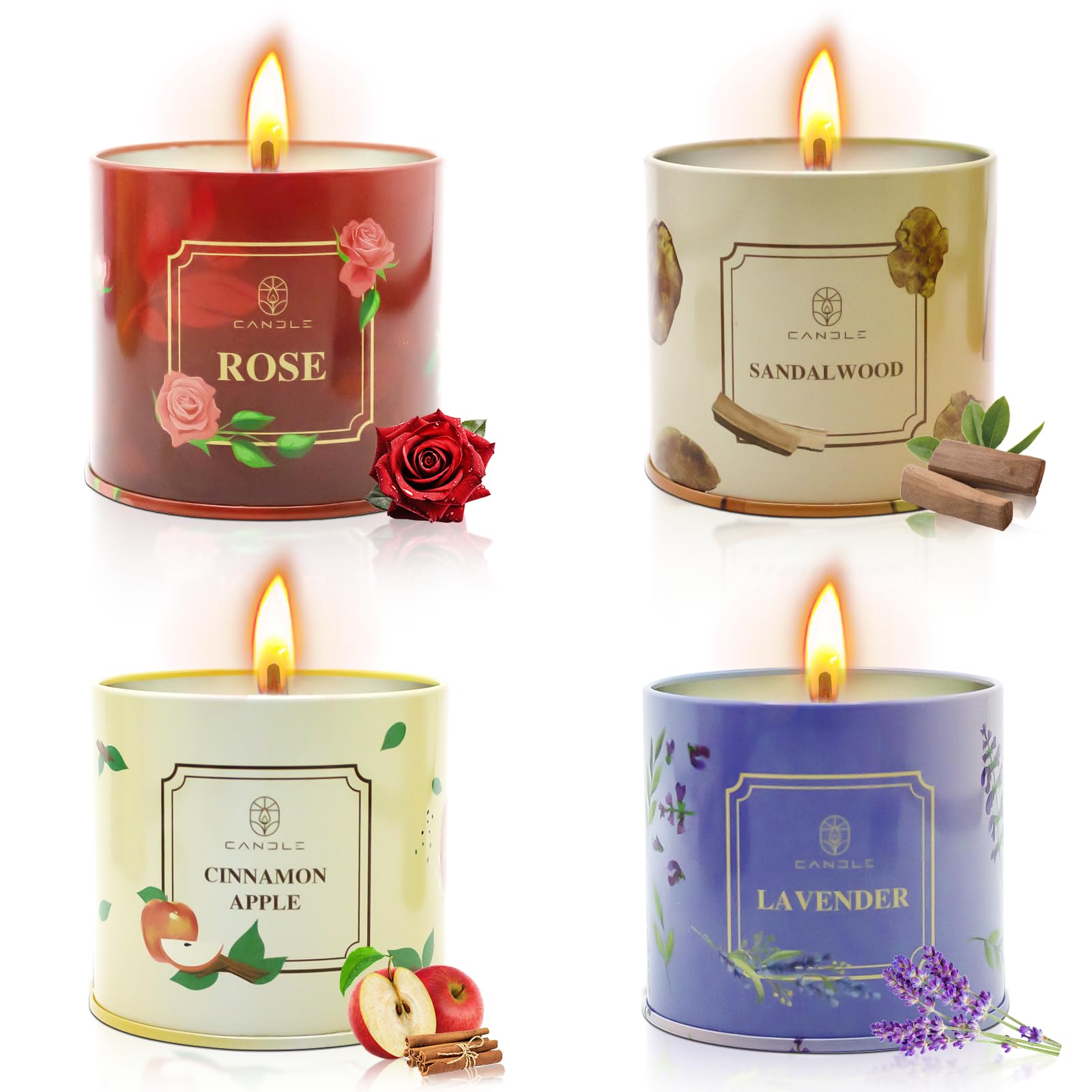 Cozy lifestyle scene with scented candles burning