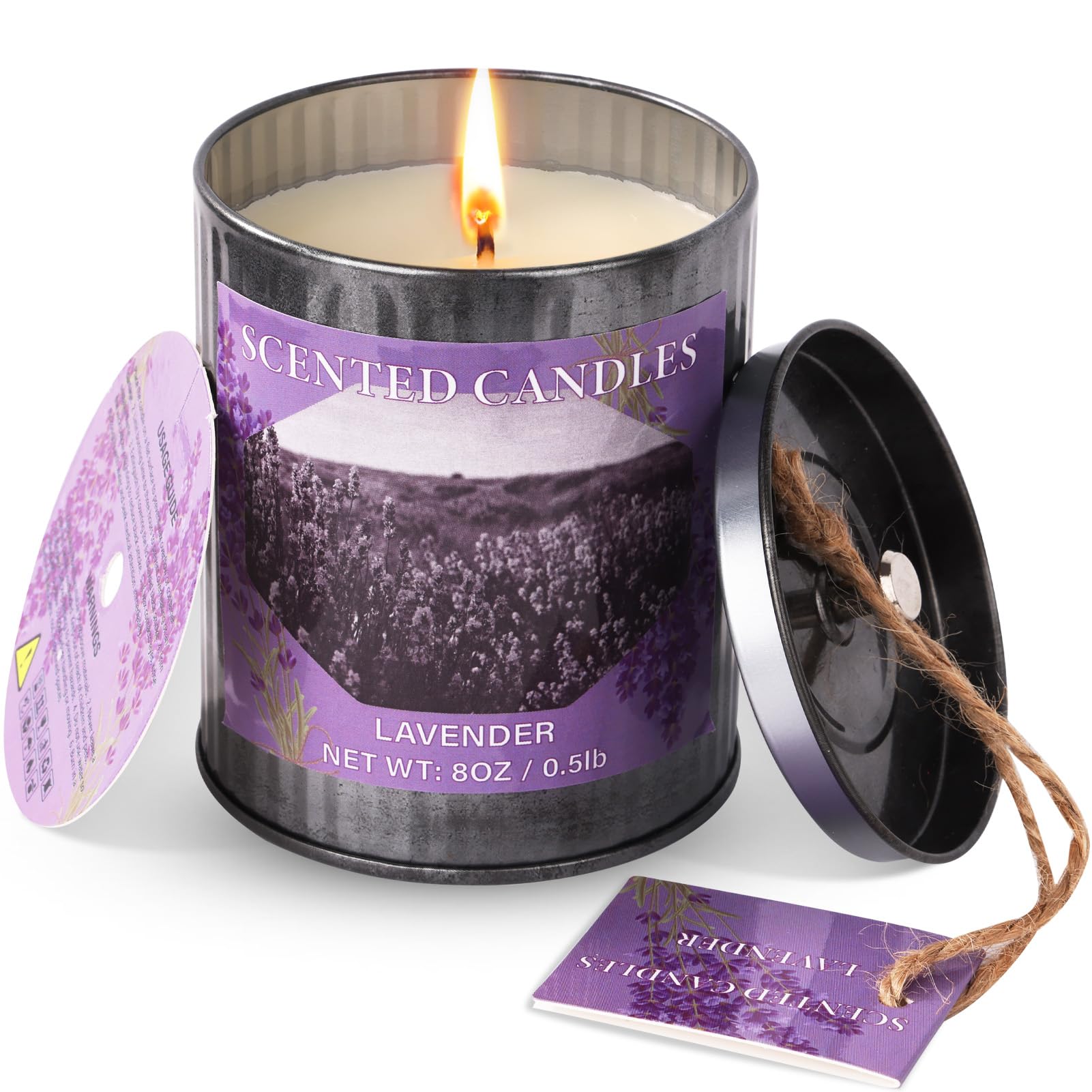 8oz lavender soy candle in tin with gift box