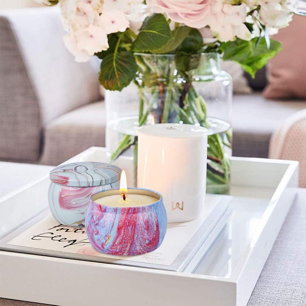 Freesia scented candle tin