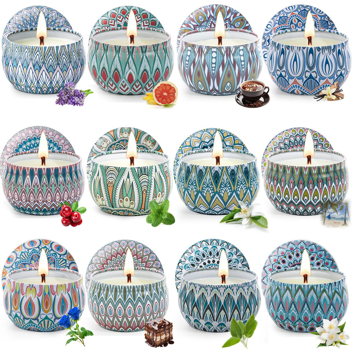 12-pack scented candle gift set exterior box