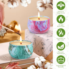 Close-up of can-style candle containers with lids