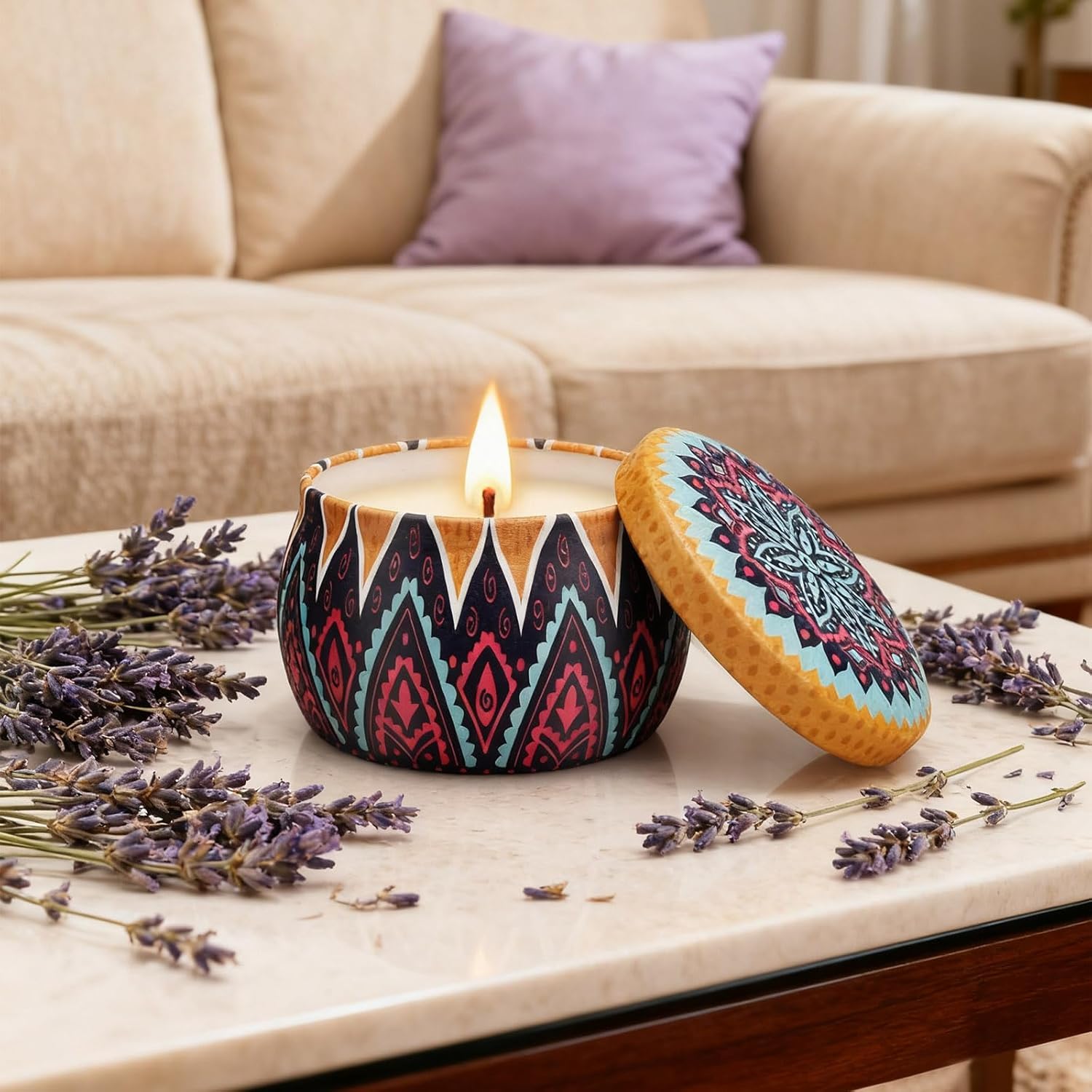 Elegant gift box packaging for the 4-pack scented candles