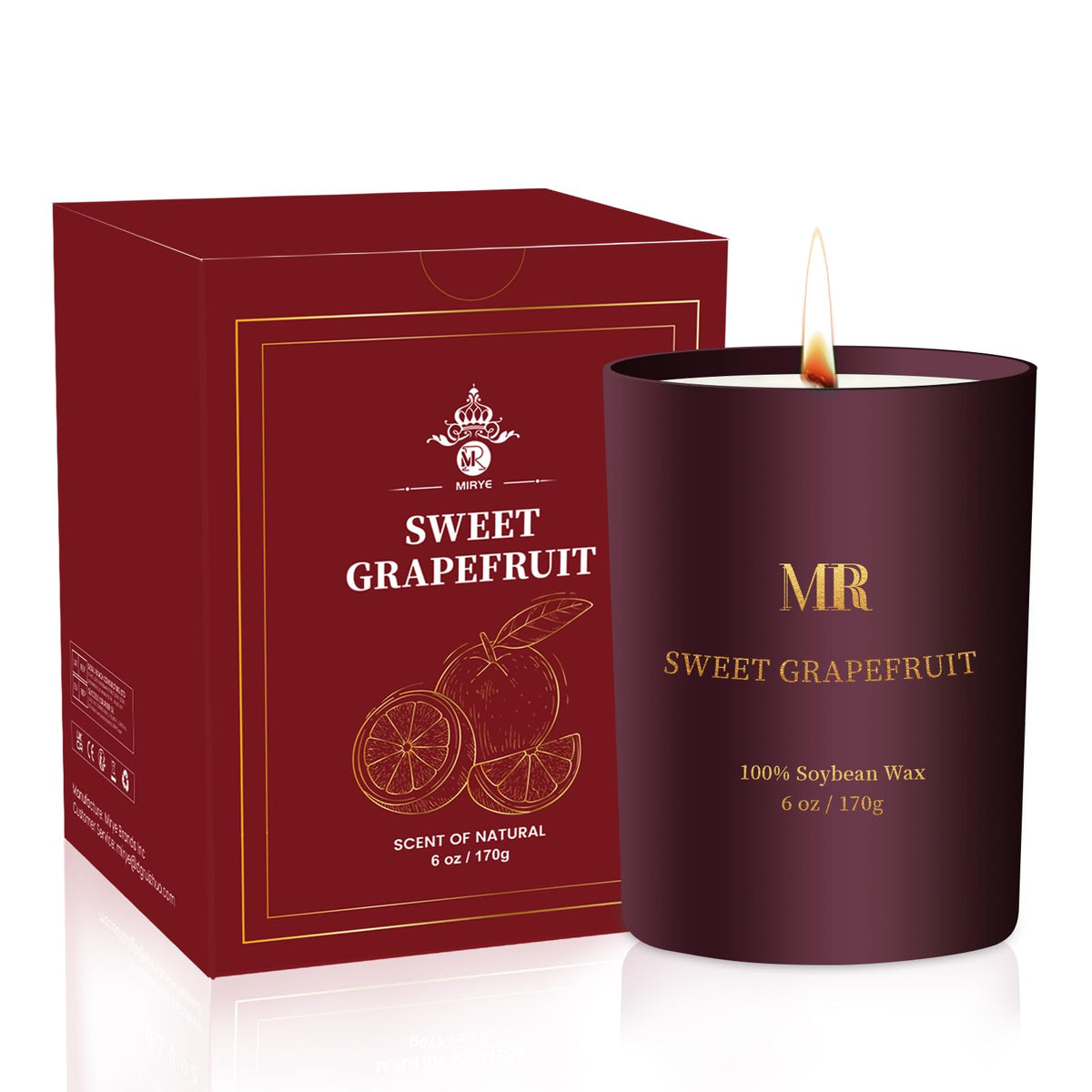 Scented candle gift for women with grapefruit aroma