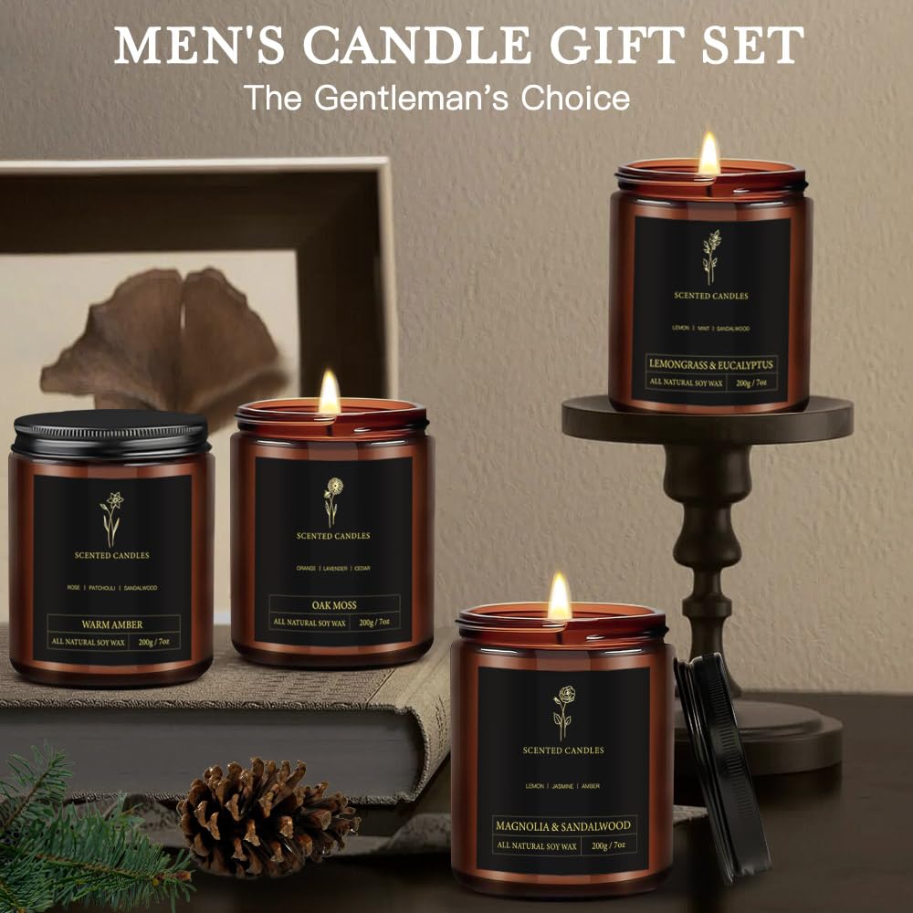Amber jar candle with matte finish as part of the gift set