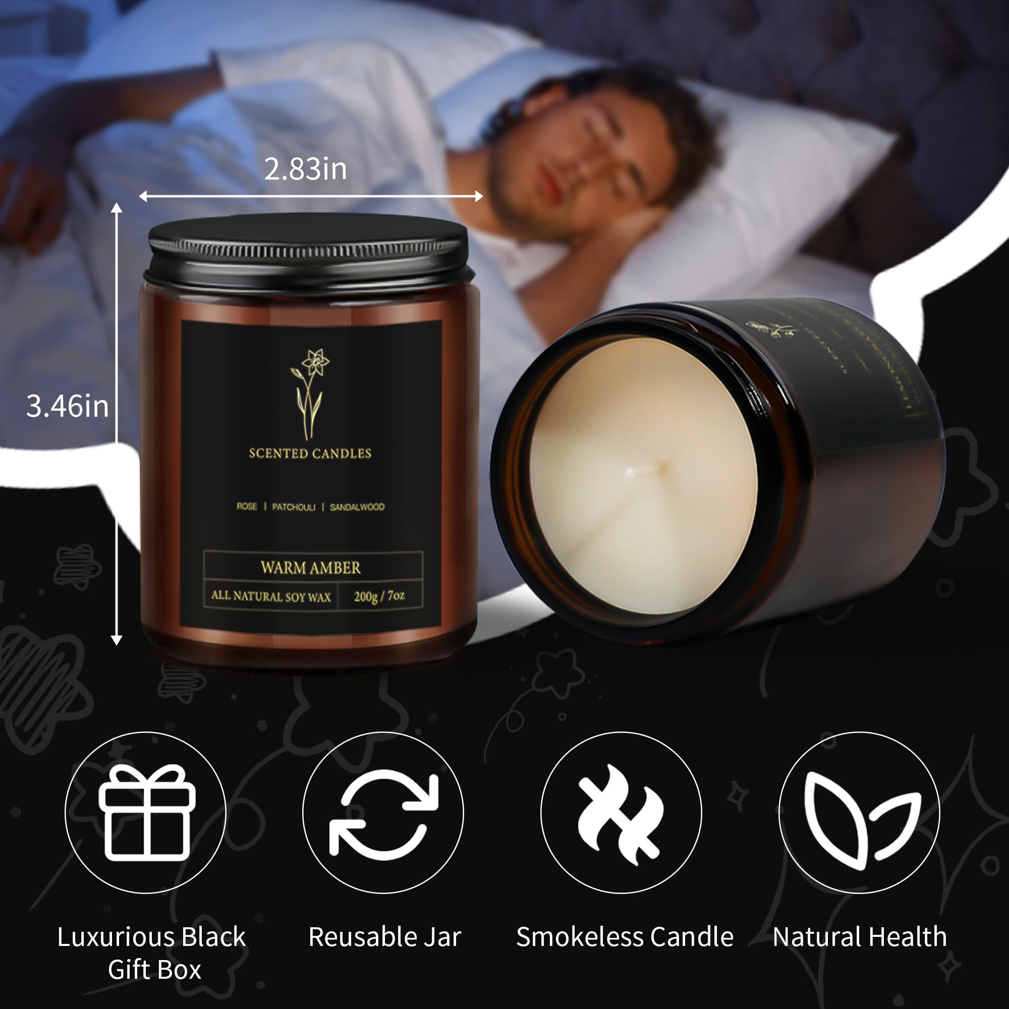 Close-up of candle wick and soy wax in a masculine candle