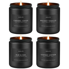 Masculine oak and coffee scented candle from the 4-pack set