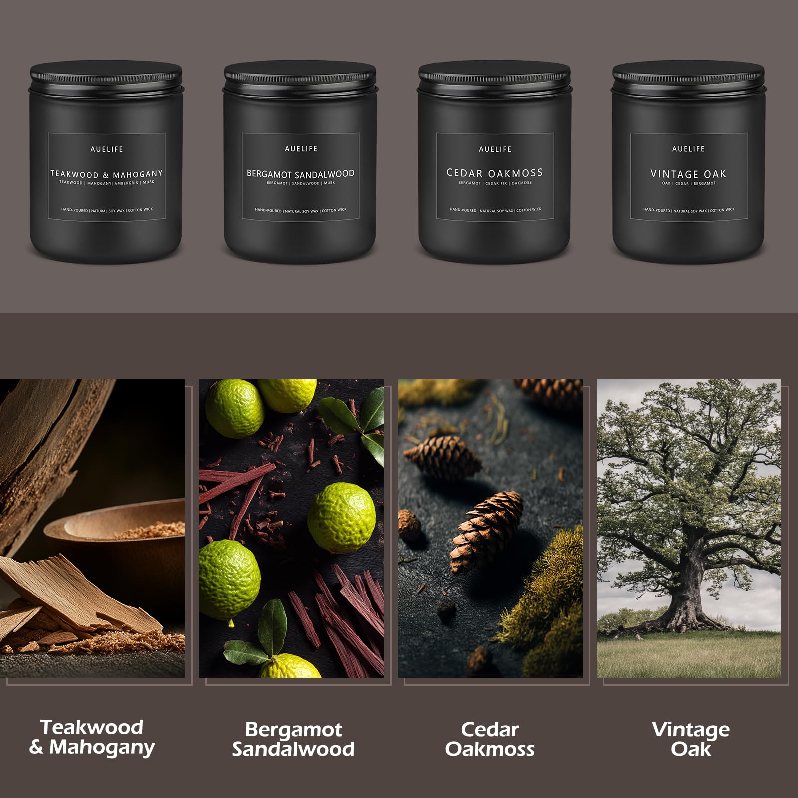Teakwood & Mahogany scented soy jar candle