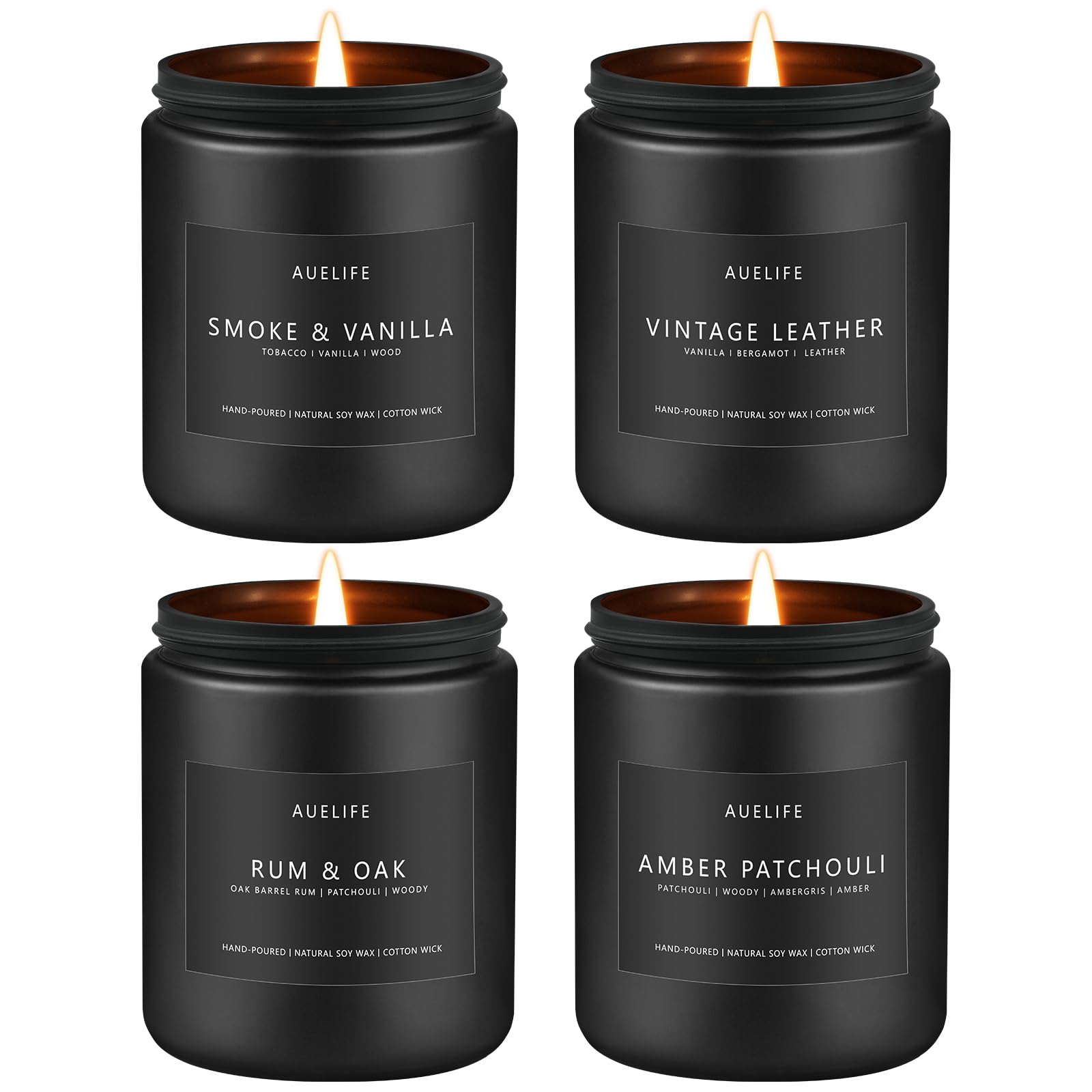 Smoke & Vanilla scented candle close-up from the men's 4-pack