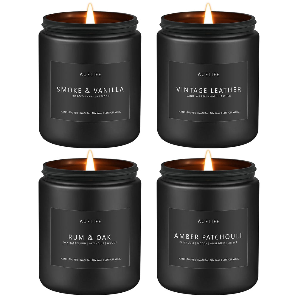Smoke & Vanilla scented candle close-up from the men's 4-pack