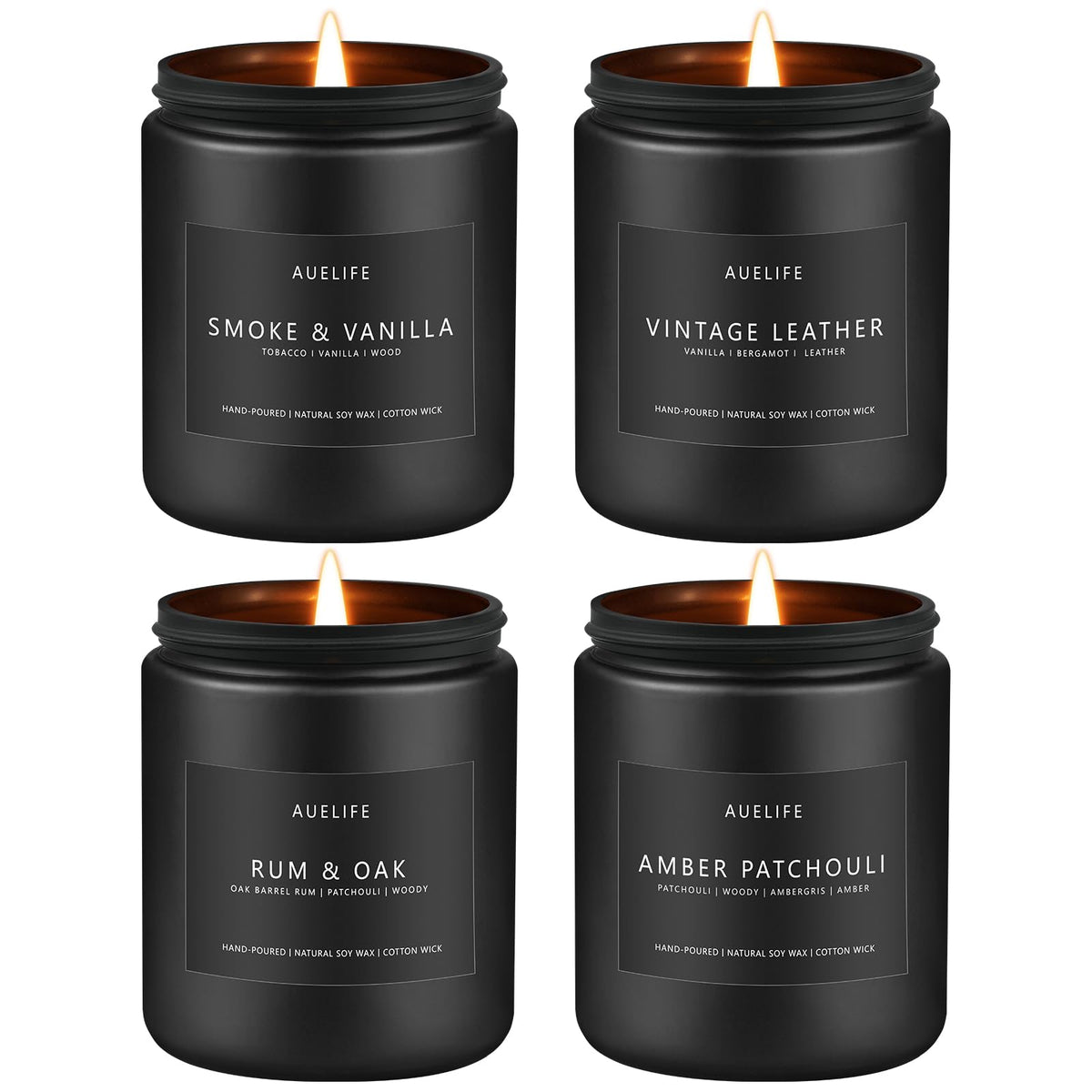 Smoke & Vanilla scented candle close-up from the men's 4-pack
