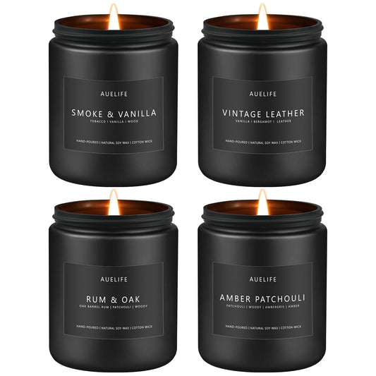 Smoke & Vanilla scented candle close-up from the men's 4-pack