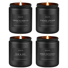 Smoke & Vanilla scented candle close-up from the men's 4-pack