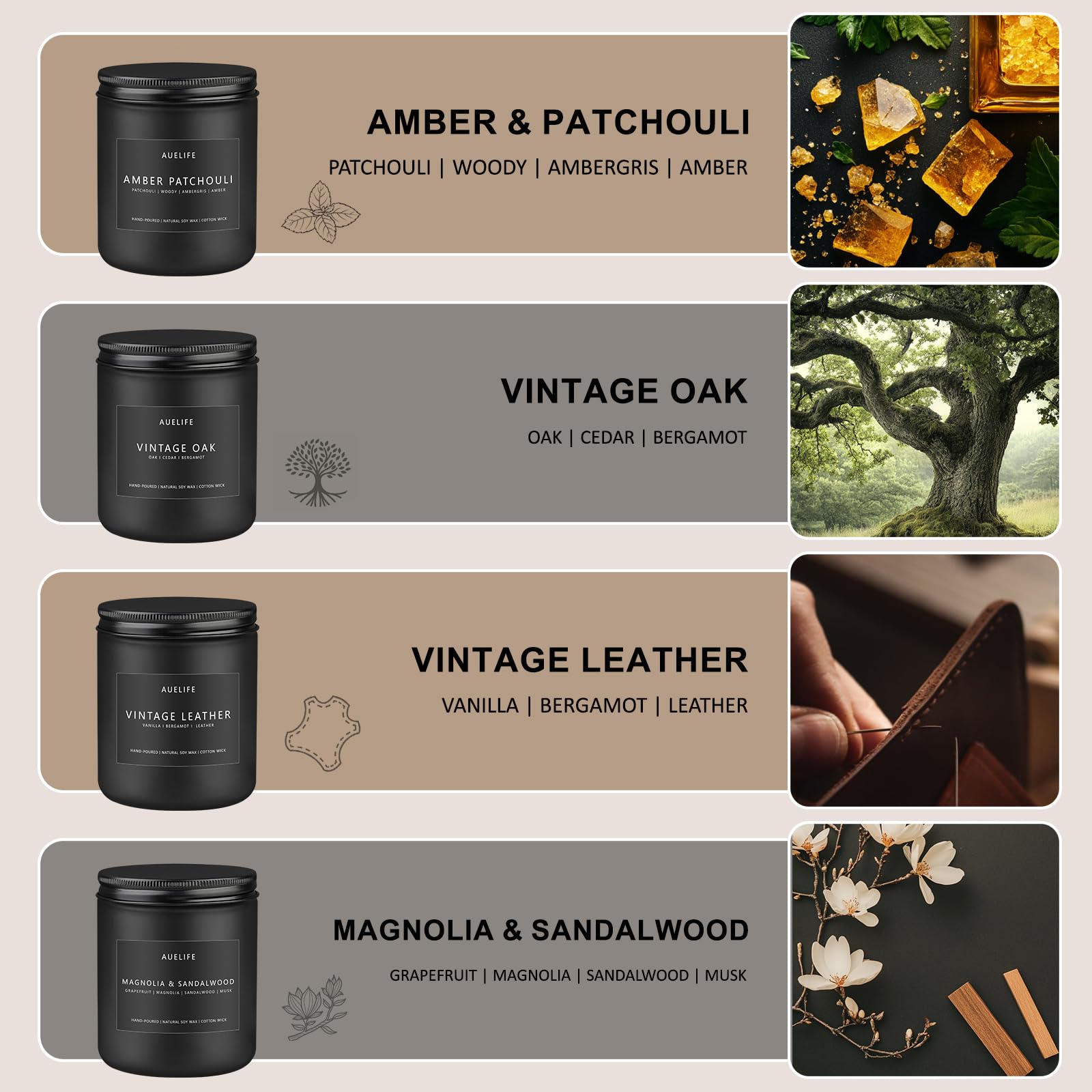 Amber patchouli scented candle