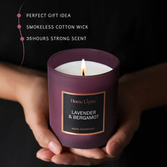 Removable rosegold lid on lavender bergamot soy candle