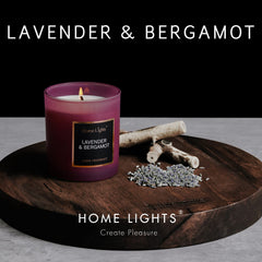Close-up of lavender and bergamot fragrance with cotton wick