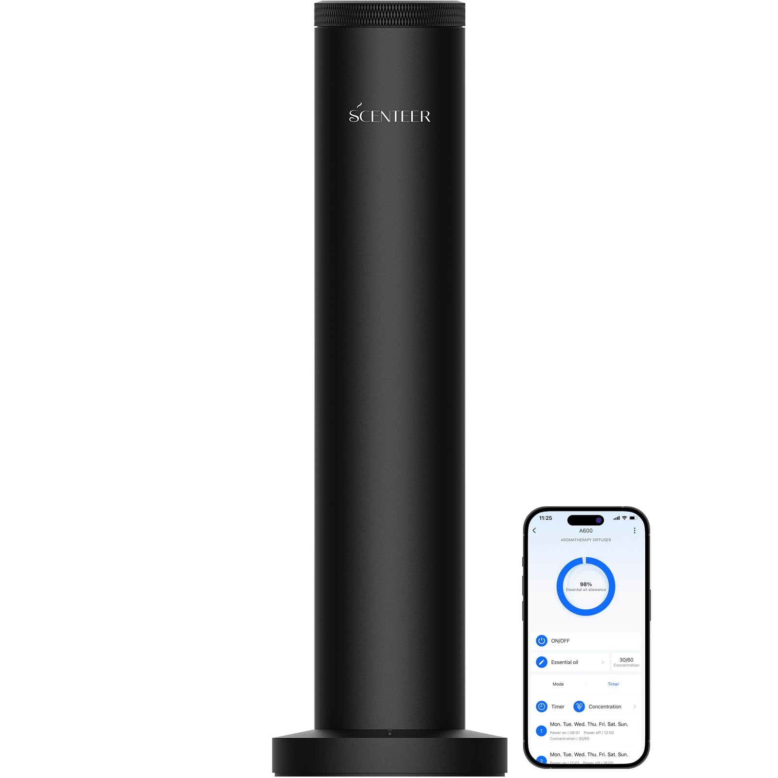 Front view of SCENTEER wireless scent diffuser in black
