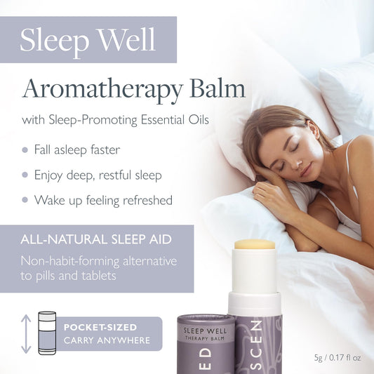 Close-up of Sleep Well Balm roll-on with lavender and chamomile