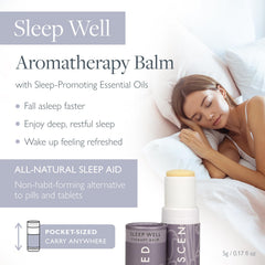 Close-up of Sleep Well Balm roll-on with lavender and chamomile