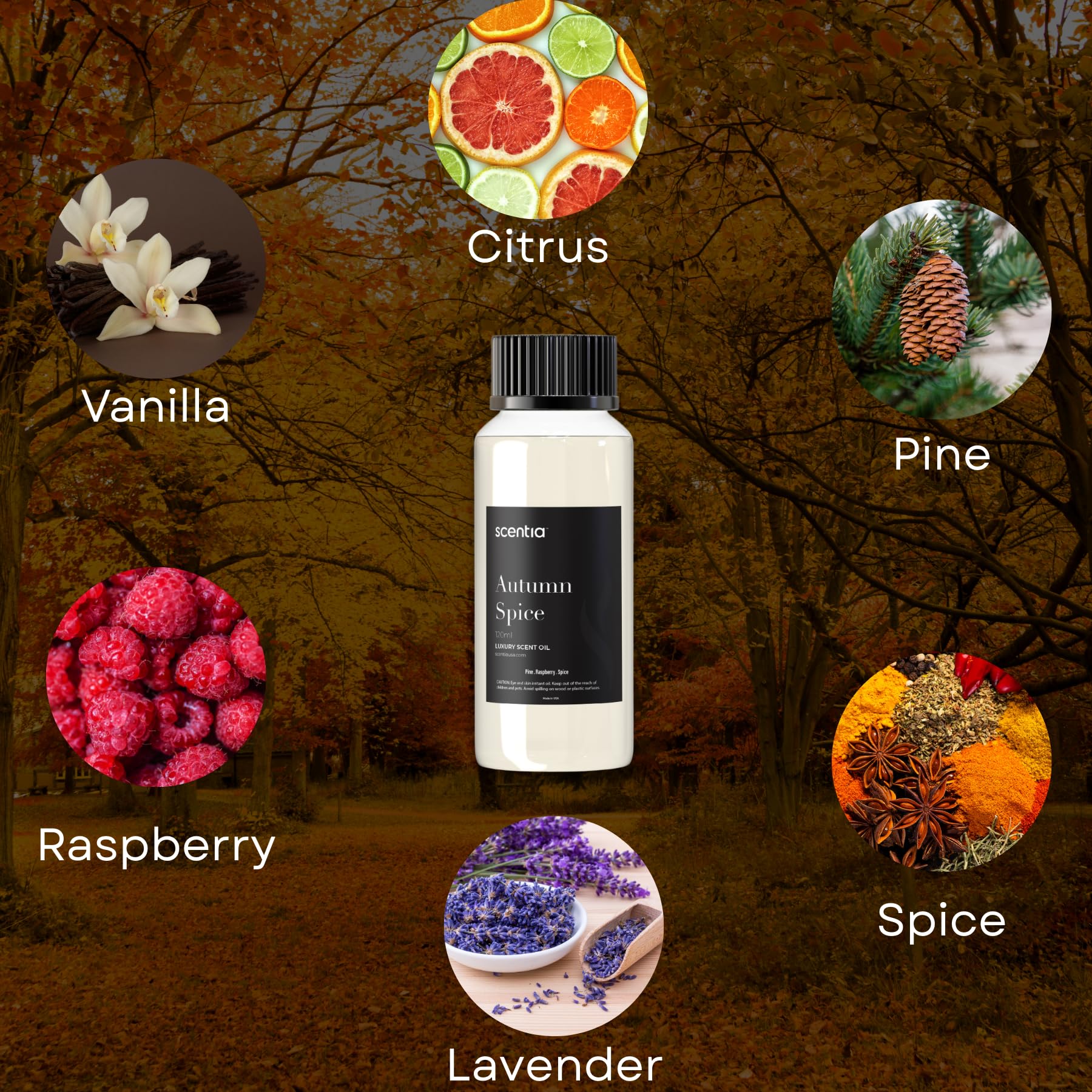 Autumn Spice diffuser oil in a fall decor setting