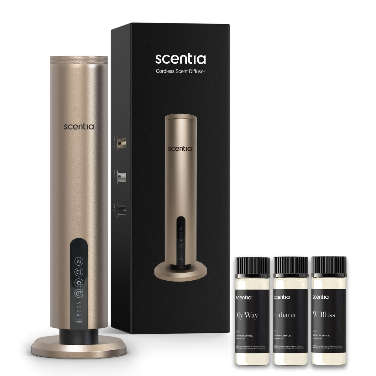 Scentia Max diffuser in gold finish – front view