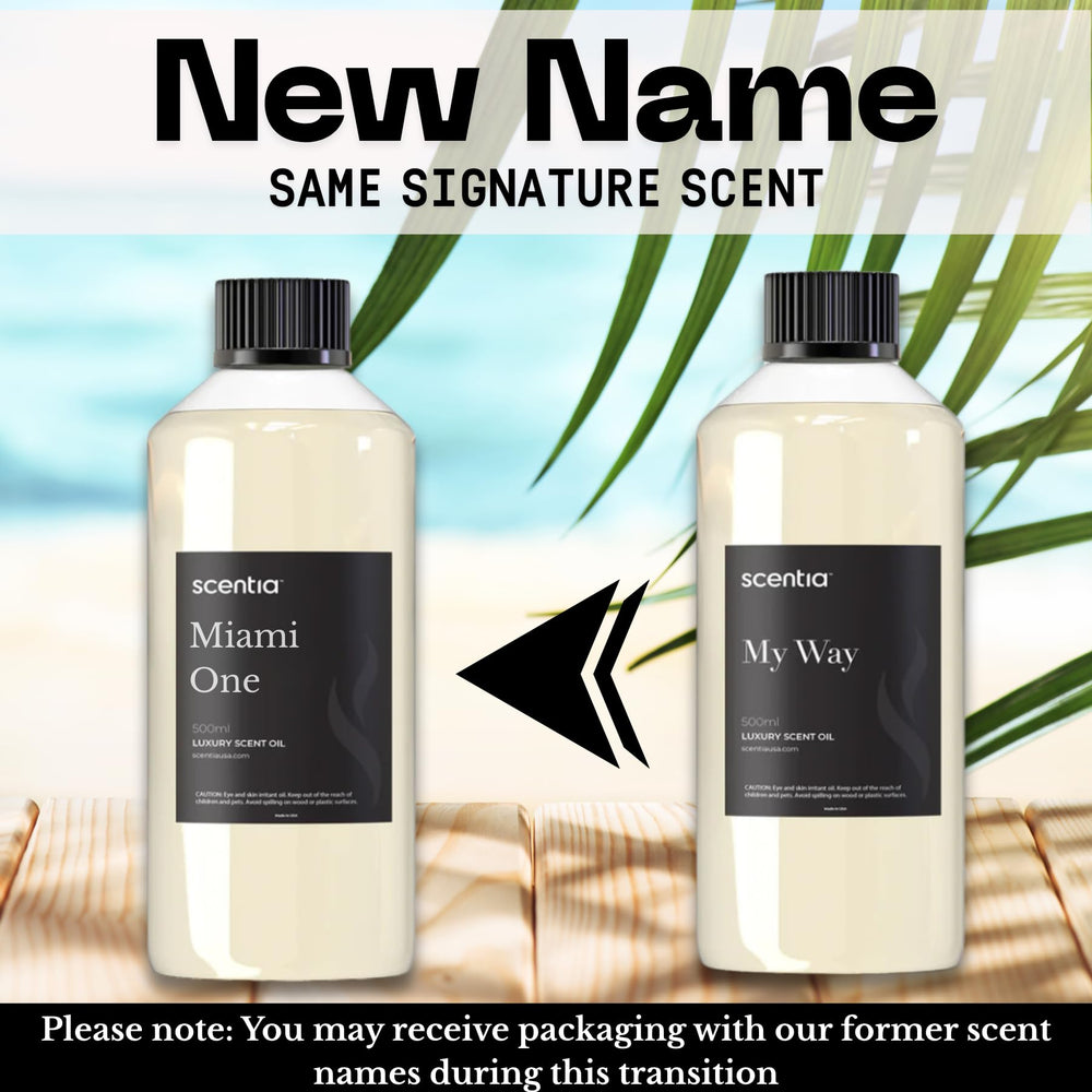 Close-up of the label on Scentia Miami One Aroma Oil 500 ml