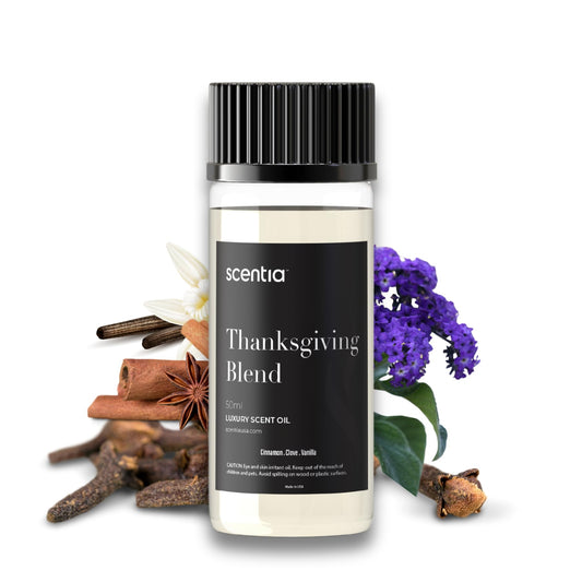 Scentia Thanksgiving Blend 50ml essential oil bottle.