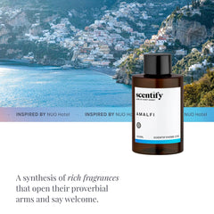 Amalfi diffuser oil bottle with packaging and amber glass