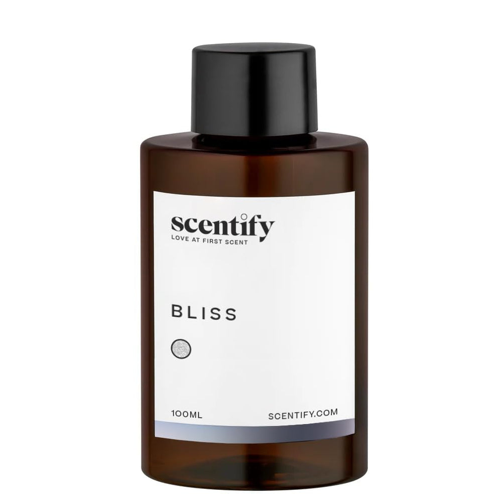 Amber glass bottle with diffuser oil and minimalist label