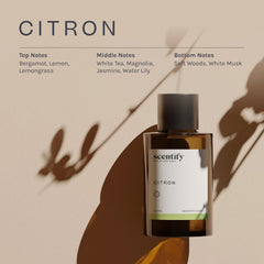 Amber glass bottle labeled Citron diffuser oil 100ml